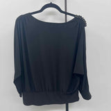 White House Black Market Women's Size L Black Solid Long Sleeve Shirt