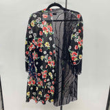Creation Women's Size M Black Floral Cardigan