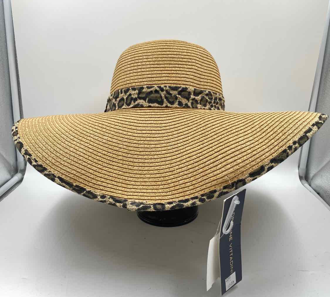 Adrienne Vittadini Women's Tan New with Tags Animal Print Sun Hat
