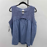 Design 365 Women's Size 1X Blue Crochet Sleeveless Shirt