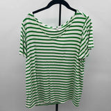 Green Envelope Women's Size 1X Green Stripe Short Sleeve Shirt