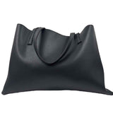 VINCE CAMUTO Black Pebbled Leather Double-Handled Tote Bag Purse