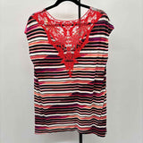 B.L.E.U. Women's Size L Pink Floral Short Sleeve Shirt