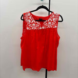 Talbots Women's Size XL Orange Embroidered Sleeveless Shirt