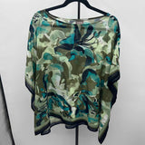 Chico's Women's Size S/M Olive Floral Short Sleeve Shirt
