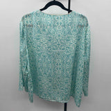 Chico's Women's Size XL Green Beaded Long Sleeve Shirt