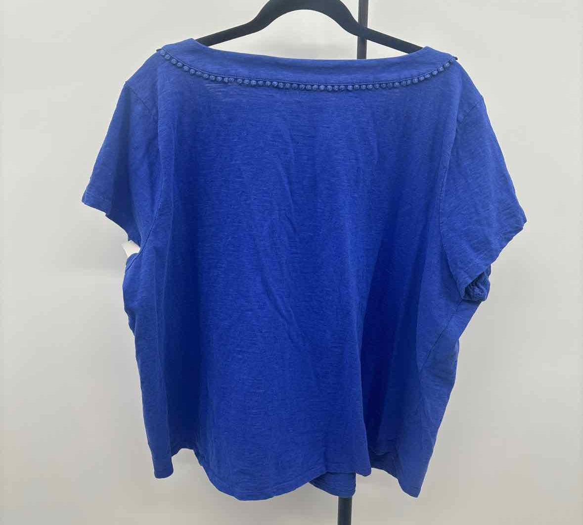 Talbots Women's Size 3X Blue Solid Short Sleeve Shirt
