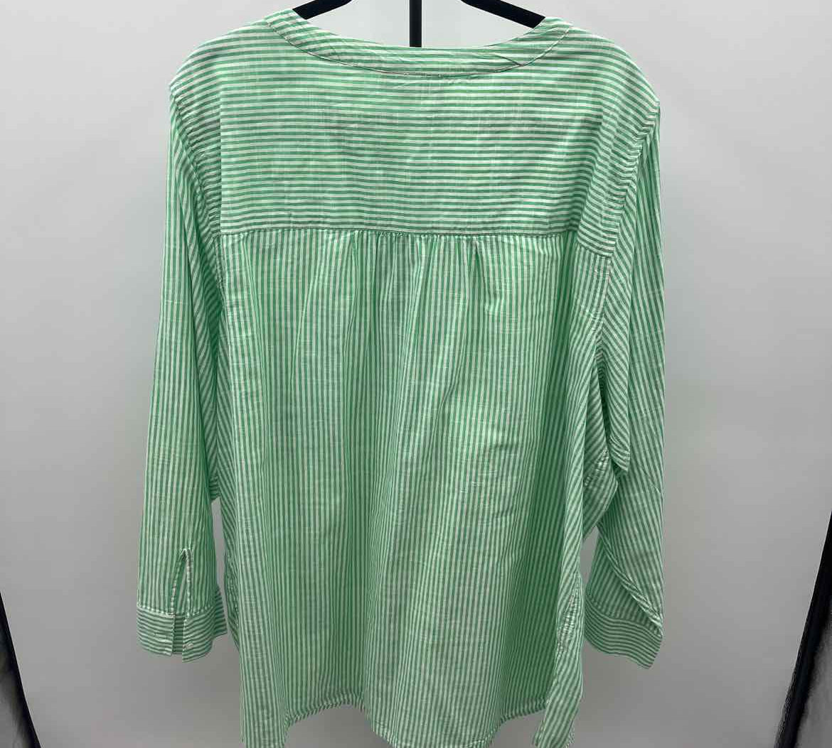 Lane Bryant Women's Size 4X Green Stripe Long Sleeve Shirt