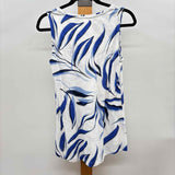 Chico's Women's Size S Royal Blue Leaf Sleeveless Shirt