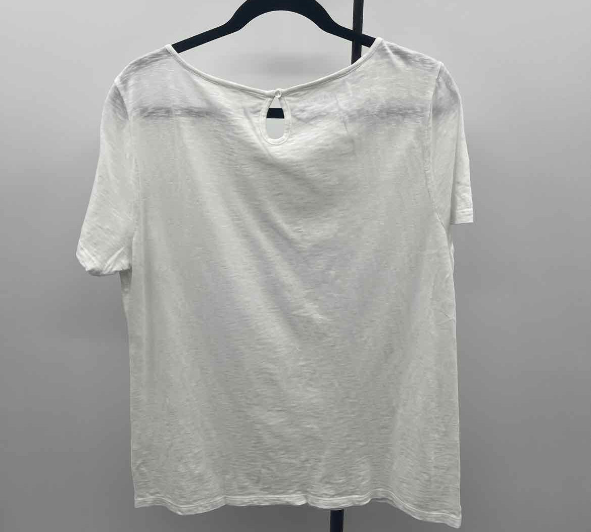 Talbots Women's Size L White Textured Short Sleeve Shirt