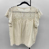Jennifer & Grace Women's Size XL Ivory Eyelet Short Sleeve Shirt