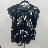 Chaus Women's Size XL Black Floral Short Sleeve Shirt