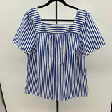 Talbots Women's Size 1X Blue Stripe Short Sleeve Shirt