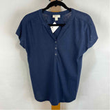 Style & Co. Women's Size S Navy Solid Short Sleeve Shirt