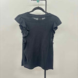 Nation Women's Size L Black Solid Short Sleeve Shirt