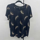 Torrid Women's Size L Black Feathers Short Sleeve Shirt