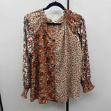 Umgee Women's Size XL Orange Floral Long Sleeve Shirt