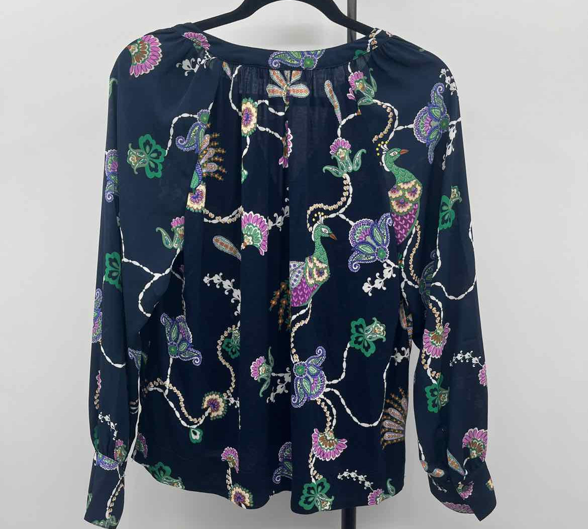 Loft Women's Size S Navy Floral Long Sleeve Shirt