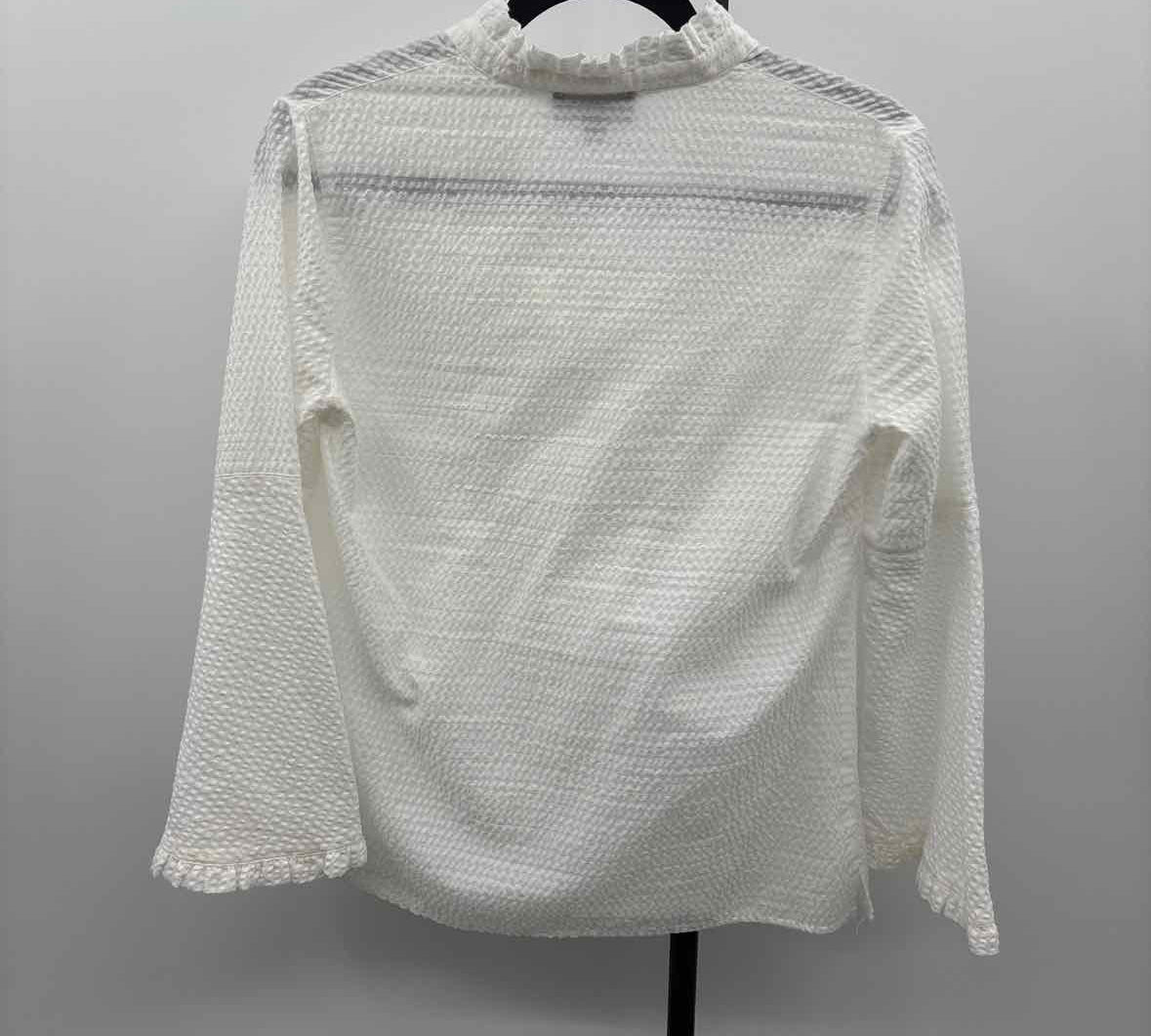 Duffield Lane Women's Size S White Textured Long Sleeve Shirt