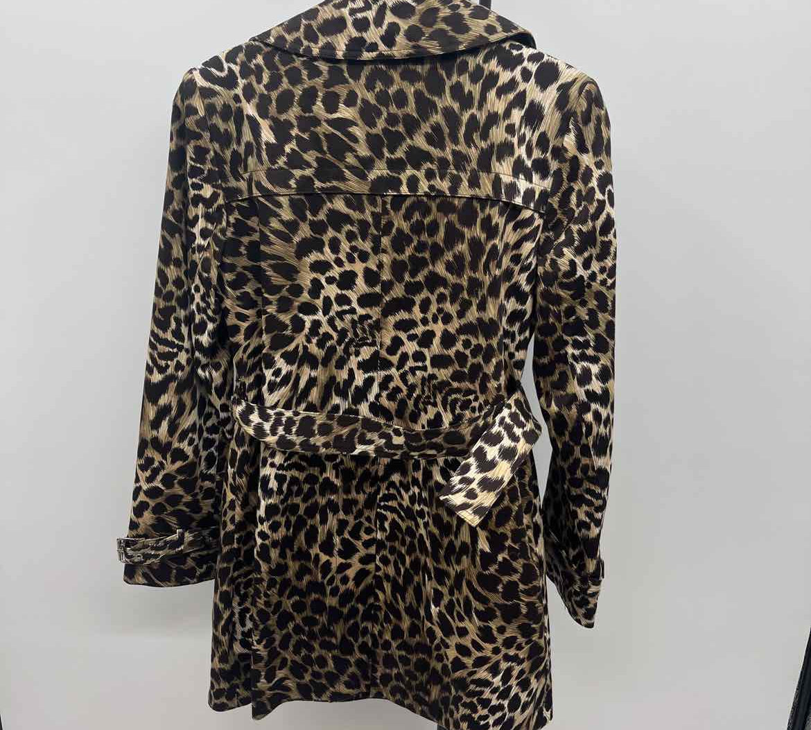 Michael Kors Women's Size S Brown Animal Print Trenchcoat