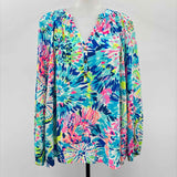 Lilly Pulitzer Women's Size L Blue Floral Long Sleeve Shirt