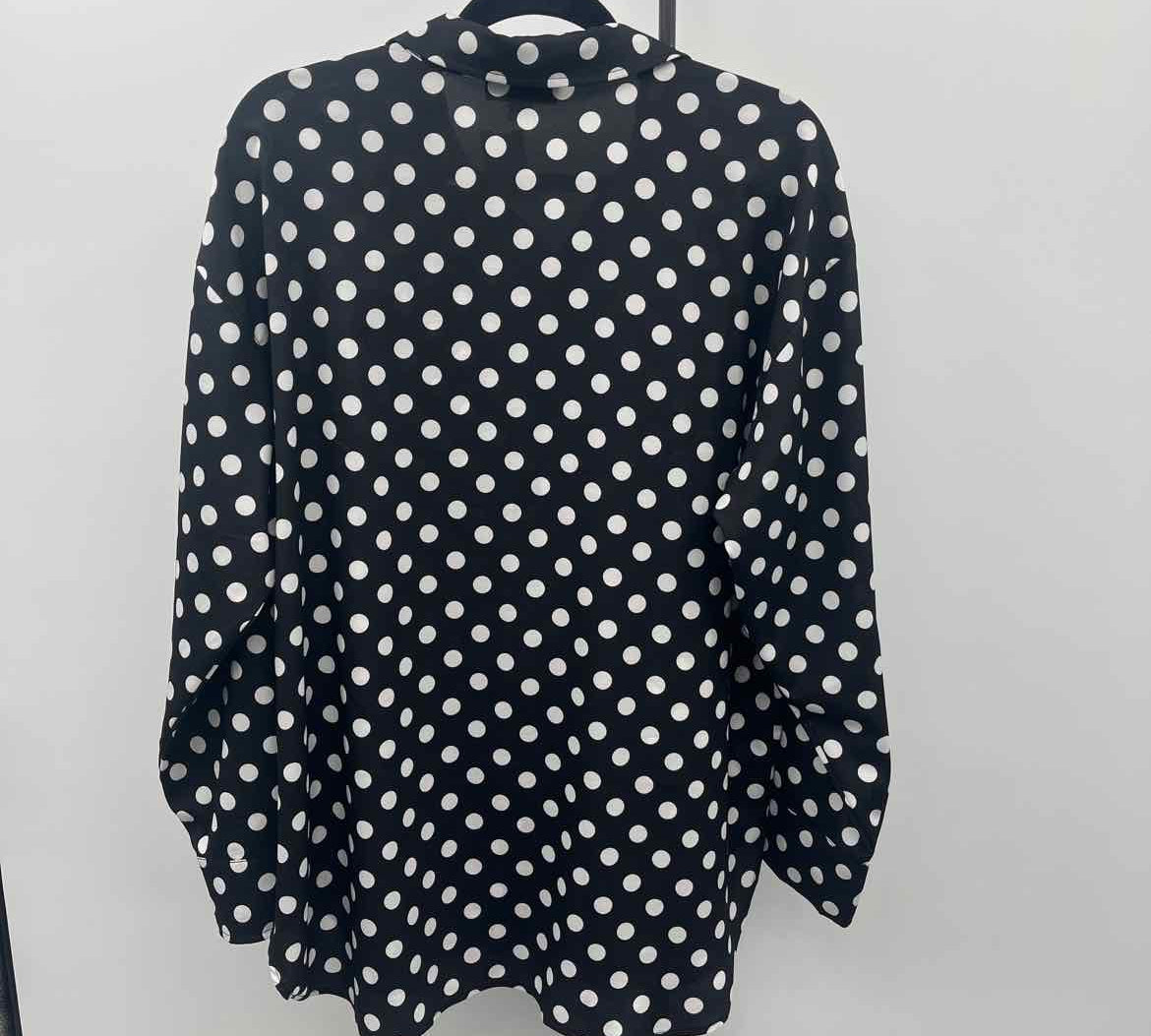 Karl Lagerfeld Women's Size L Black dotted Long Sleeve Shirt