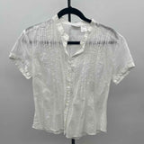 Harve Benard Women's Size XL White Stripe Short Sleeve Shirt