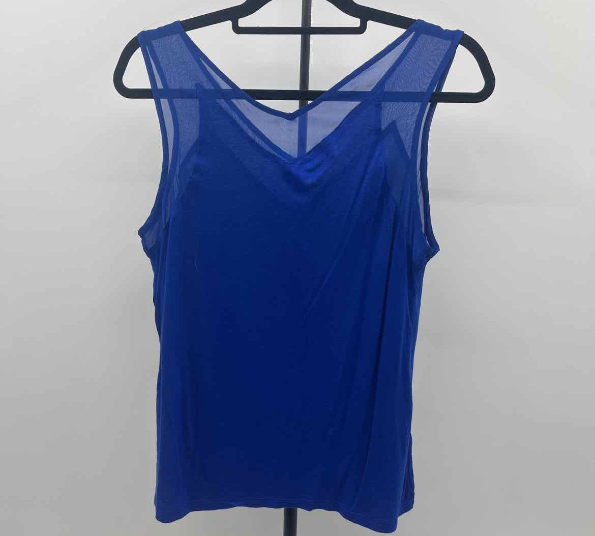 Inc Women's Size LP Blue Solid Sleeveless Shirt