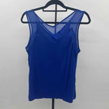 Inc Women's Size LP Blue Solid Sleeveless Shirt