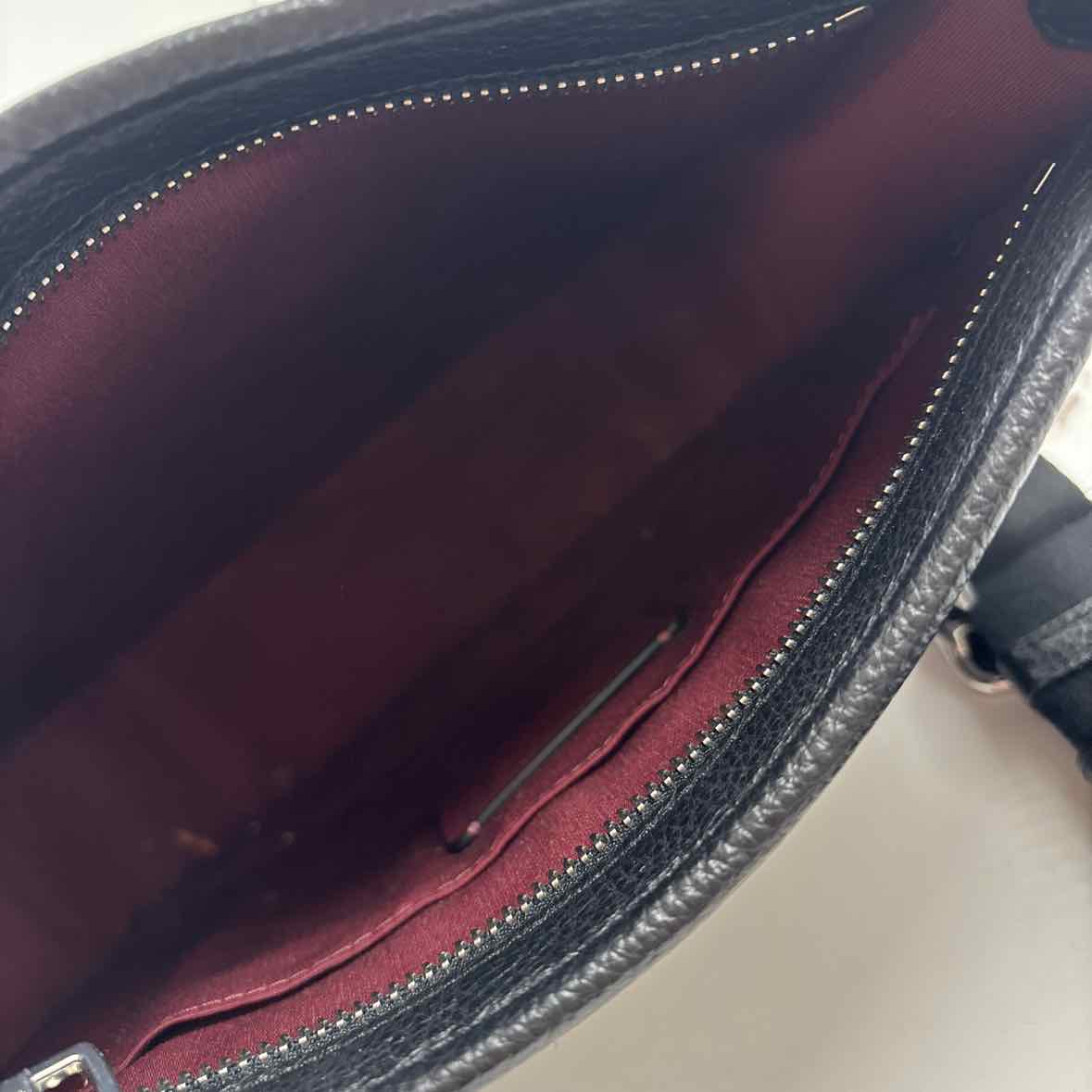 Interior COACH Black & Gray Signature C Jacquard DEMPSEY FILE BAG Crossbody Purse