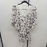 Lane Bryant Women's Size 14 White Floral Short Sleeve Shirt
