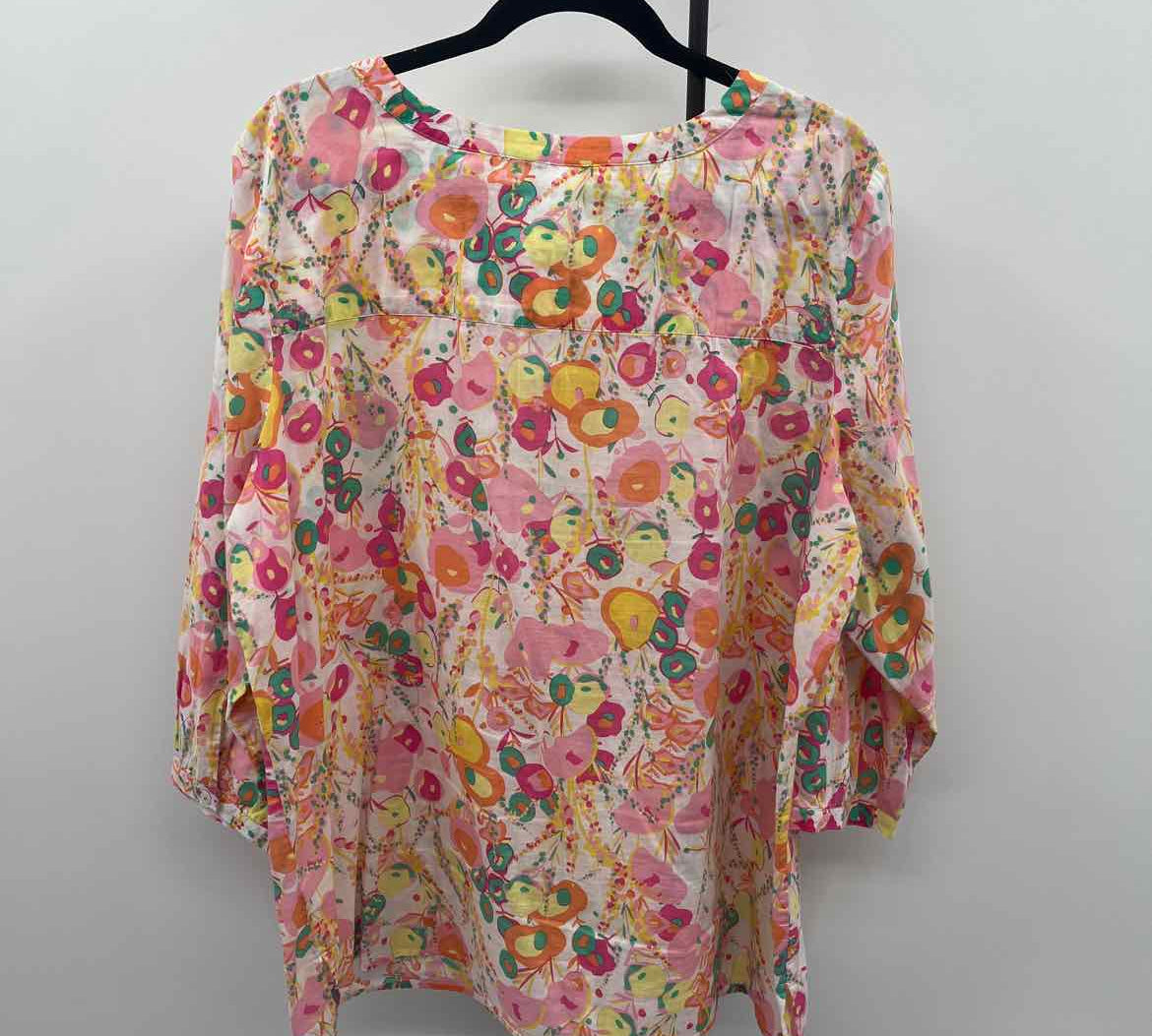 Talbots Women's Size 3X Pink Floral Long Sleeve Shirt