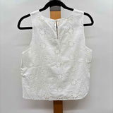 J Crew Women's Size S White cutouts Sleeveless Shirt