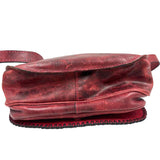 Bottom PATRICIA NASH Distressed Red Leather LUCIANA MEDALLION Saddle Bag Crossbody Purse