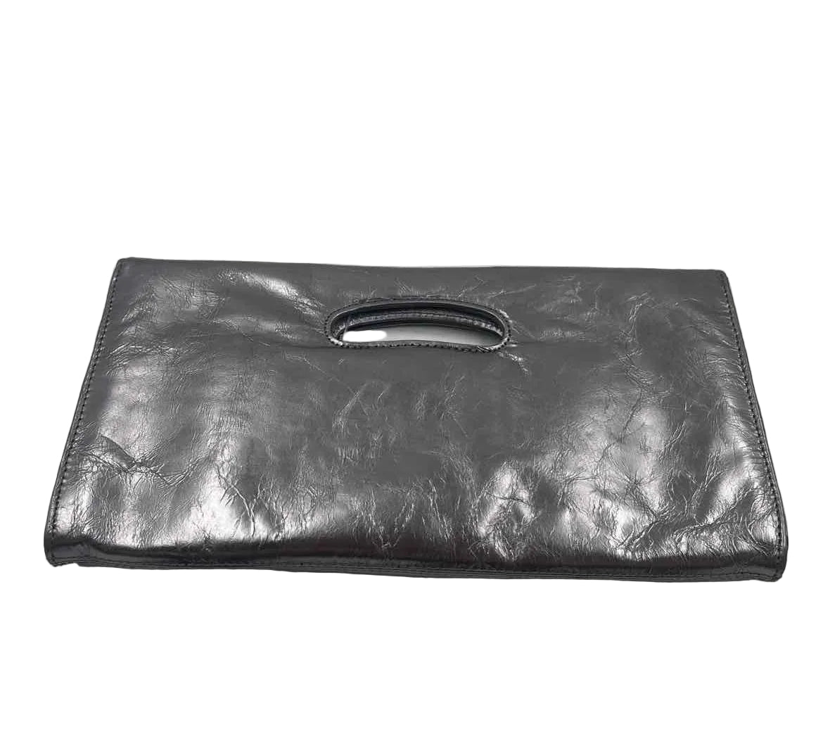 HOBO Cowhide Pewter Leather FoldOver Clutch Purse