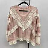 POL Women's Size M Pink Textured Long Sleeve Shirt