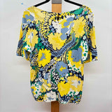 Talbots Women's Size L Yellow Floral Short Sleeve Shirt