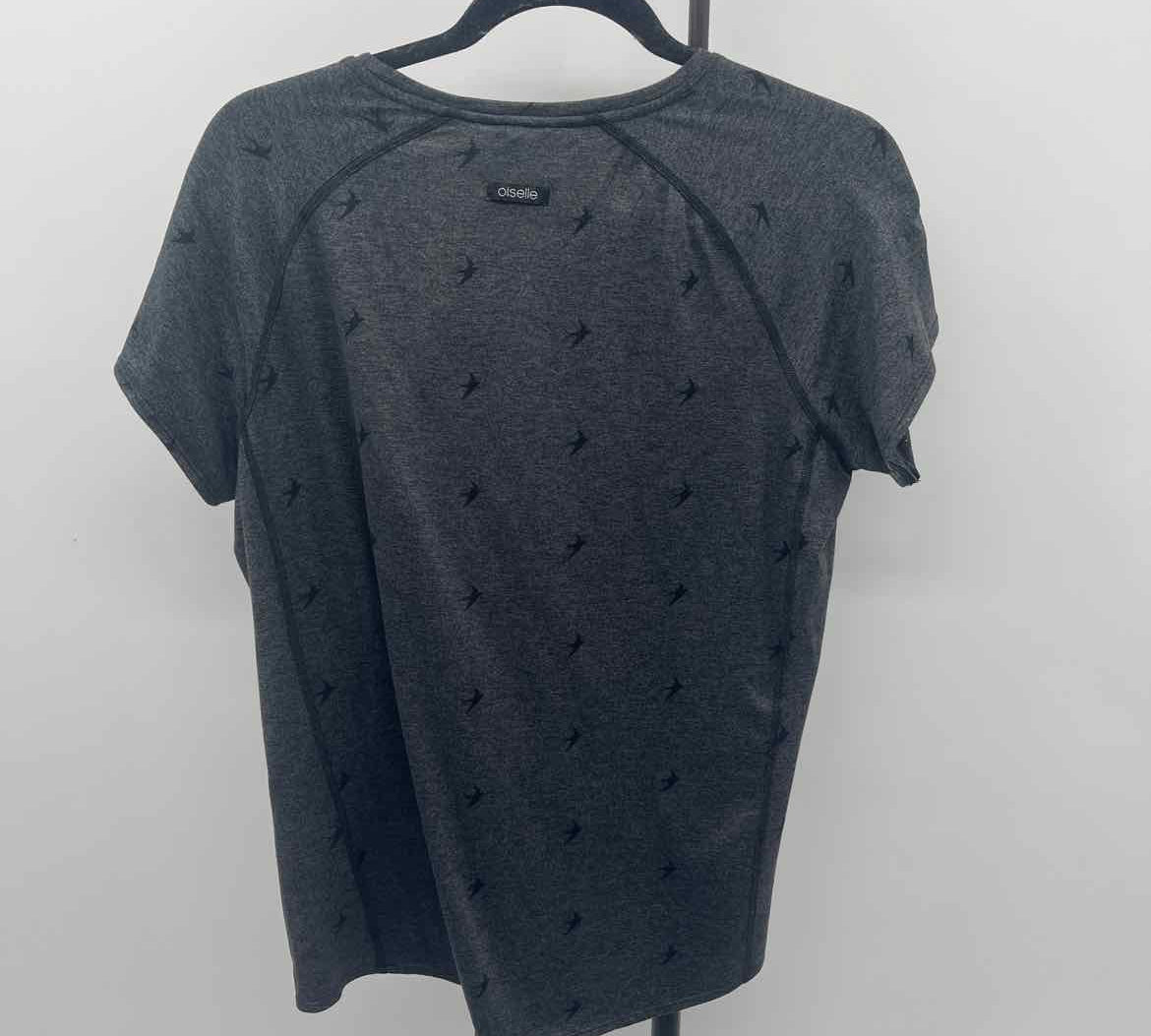 oiselle Women's Size S Charcoal Birds Short Sleeve Shirt