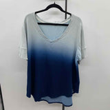 Jane & Dilancey Women's Size 1X Blue Gradient Short Sleeve Shirt