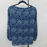Loft Women's Size MP Blue Tapestry Long Sleeve Shirt