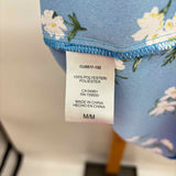 Hilary Radley Women's Size M Blue Floral Short Sleeve Shirt