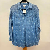 purejill Women's Size S Blue Textured Long Sleeve Shirt