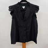 J Crew Women's Size S Black Eyelet Short Sleeve Shirt