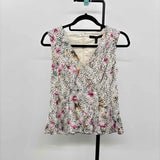 White House Black Market Women's Size XS Ivory Animal Print Sleeveless Shirt