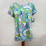 Lilly Pulitzer Women's Size L Blue Fish Short Sleeve Shirt
