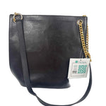 HENRI BENDEL Black Leather w/Leather & Chain Convertible Crossbody Bucket Bag Purse