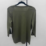 Chico's Women's Size L Green Solid Long Sleeve Shirt