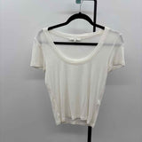 Frame Women's Size XS White Ribbed Short Sleeve Shirt