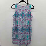 London Times Women's Size 14P Teal Abstract Dress