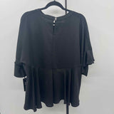 Doe & Rae Women's Size L Black Solid Short Sleeve Shirt